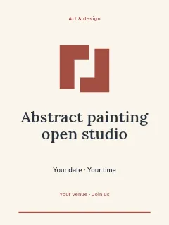 Abstract painting open studio invitation template · Botanical invitation