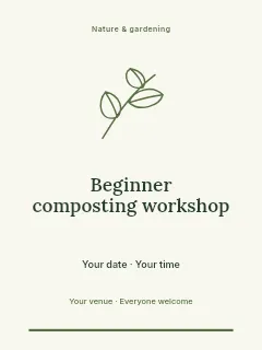Beginner composting workshop invitation template · Botanical invitation