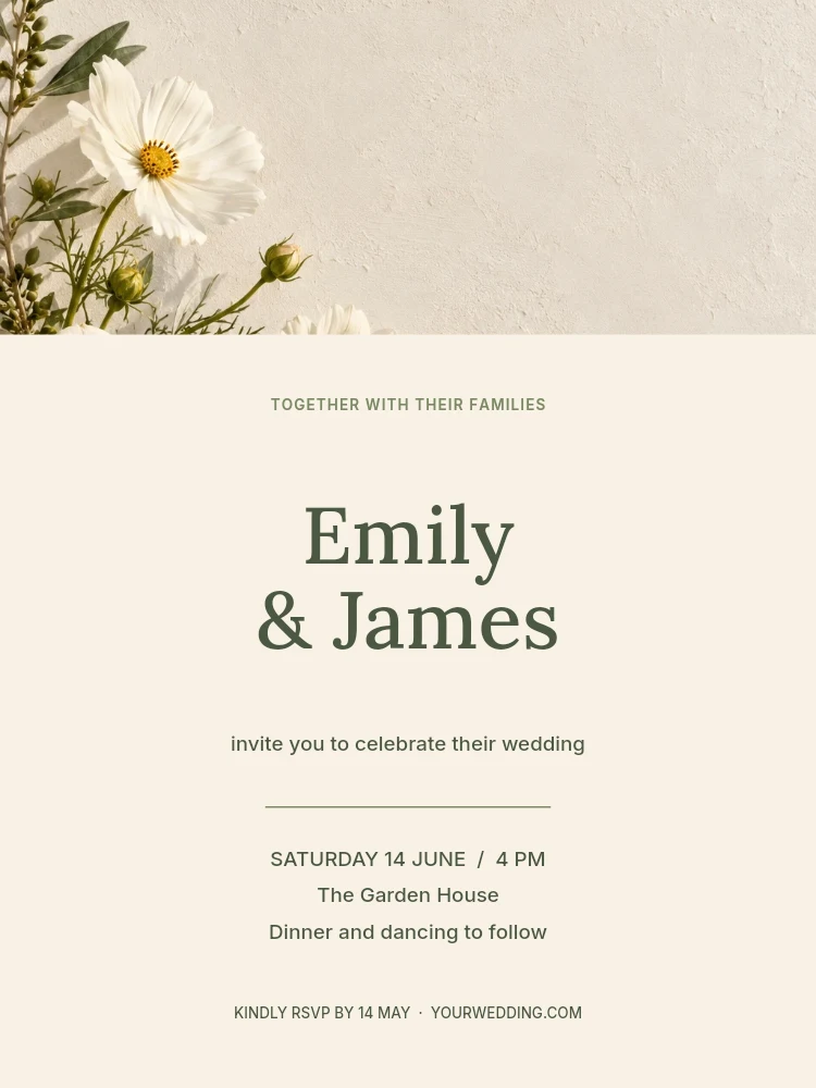 Garden vows invitation template · Wedding invitation
