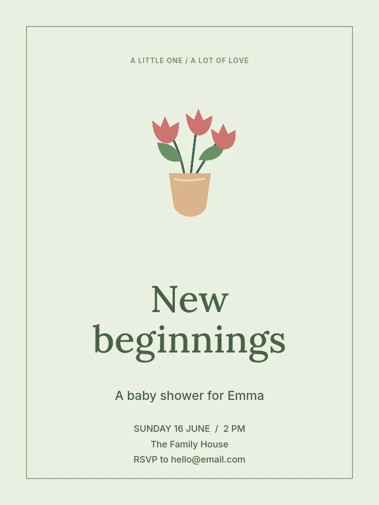 New beginnings invitation template · Baby shower invitation
