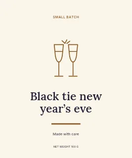 Black tie New Year’s Eve label template · Artisan label
