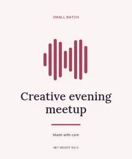 Creative evening meetup label template · Artisan label