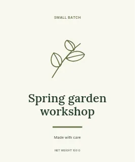 Spring garden workshop label template · Artisan label