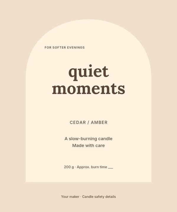 Quiet moments candle label template