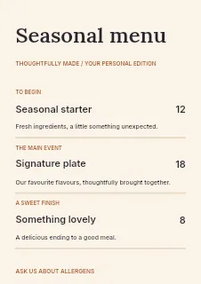 Midnight dance gathering menu template · Structured menus