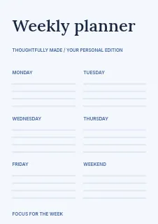 Digital portfolio review planner template · Structured planners