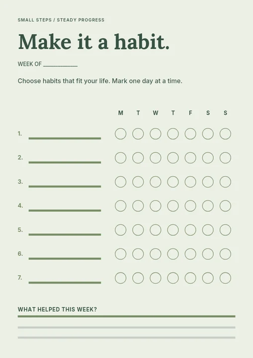 Weekly habit tracker planner template