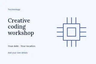 Creative coding workshop postcard template · Horizontal photo dialogue