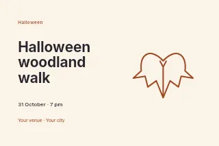 Halloween woodland walk postcard template · Horizontal photo dialogue