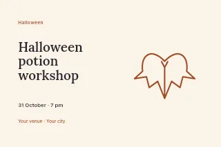 Halloween potion workshop postcard template · Horizontal photo dialogue