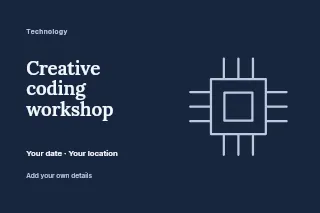 Creative coding workshop postcard template · Horizontal photo dialogue