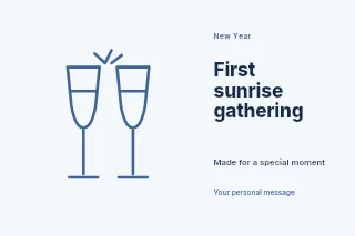 First sunrise gathering postcard template · Horizontal photo dialogue