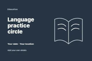Language practice circle postcard template · Horizontal photo dialogue