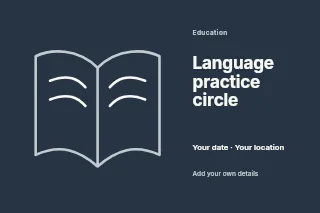 Language practice circle postcard template · Horizontal photo dialogue