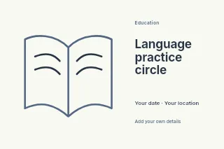 Language practice circle postcard template · Horizontal photo dialogue