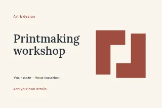 Printmaking workshop postcard template · Horizontal photo dialogue