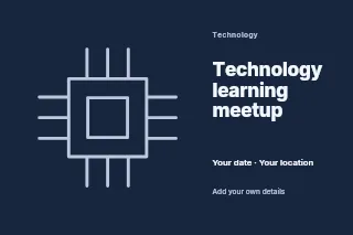 Technology learning meetup postcard template · Horizontal photo dialogue