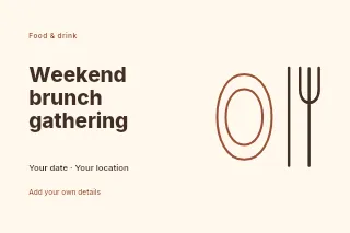 Weekend brunch gathering postcard template · Horizontal photo dialogue