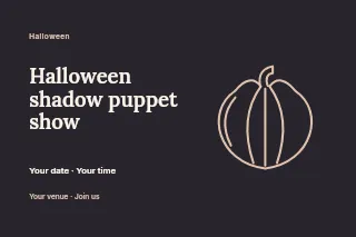 Halloween shadow puppet show postcard template · Horizontal photo dialogue