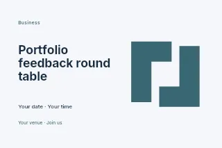 Portfolio feedback round table postcard template · Horizontal photo dialogue