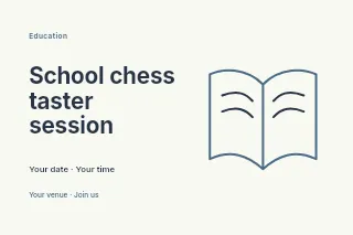 School chess taster session postcard template · Horizontal photo dialogue