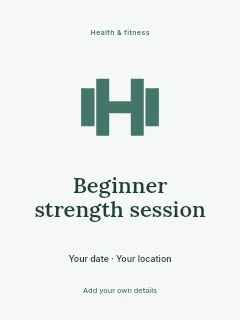 Beginner strength session poster template · Illustrated folio