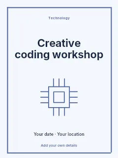 Creative coding workshop poster template · Framed editorial