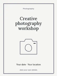 Creative photography workshop poster template · Framed editorial