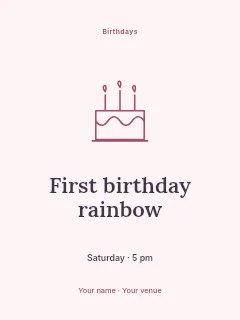 First birthday rainbow poster template · Illustrated folio