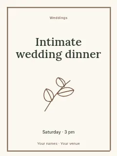 Intimate wedding dinner poster template · Framed editorial