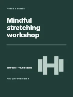 Mindful stretching workshop poster template · Typography & ornament