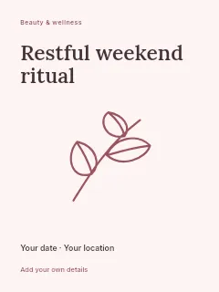Restful weekend ritual poster template · Fine-line cover