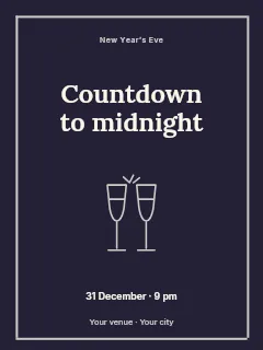 New Year’s Eve midnight countdown poster template · Framed editorial