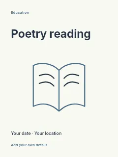 Spring Poetry Reading poster template · Fine-line cover