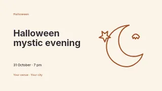 Halloween mystic evening presentation cover template · Horizontal photo dialogue