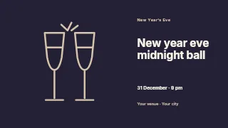 New Year Eve midnight ball presentation cover template · Horizontal photo dialogue