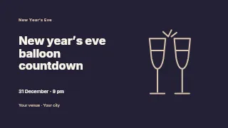 New Year’s Eve balloon countdown presentation cover template · Horizontal photo dialogue