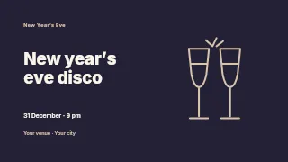 New Year’s Eve disco presentation cover template · Horizontal photo dialogue