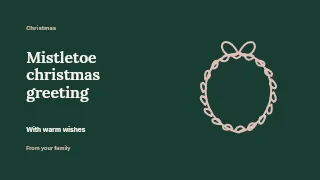 Mistletoe Christmas greeting presentation cover template · Horizontal photo dialogue