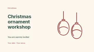 Christmas ornament workshop presentation cover template · Horizontal photo dialogue