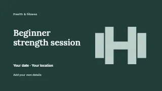 Beginner strength session presentation cover template · Horizontal photo dialogue