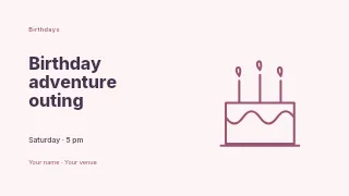 Birthday adventure outing presentation cover template · Horizontal photo dialogue