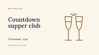 Countdown supper club presentation cover template · Horizontal photo dialogue