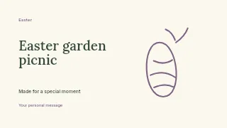 Easter garden picnic presentation cover template · Horizontal photo dialogue