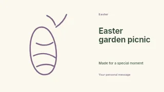 Easter garden picnic presentation cover template · Horizontal photo dialogue