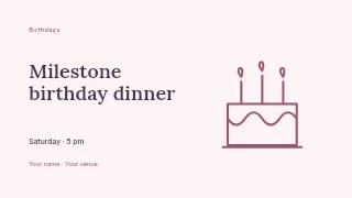 Milestone birthday dinner presentation cover template · Horizontal photo dialogue