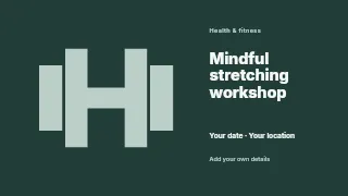 Mindful stretching workshop presentation cover template · Horizontal photo dialogue