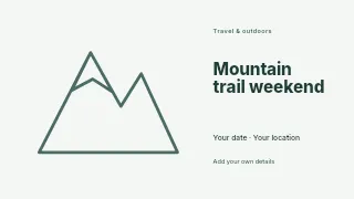 Mountain trail weekend presentation cover template · Horizontal photo dialogue