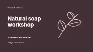 Natural soap workshop presentation cover template · Horizontal photo dialogue