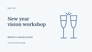 New Year vision workshop presentation cover template · Horizontal photo dialogue